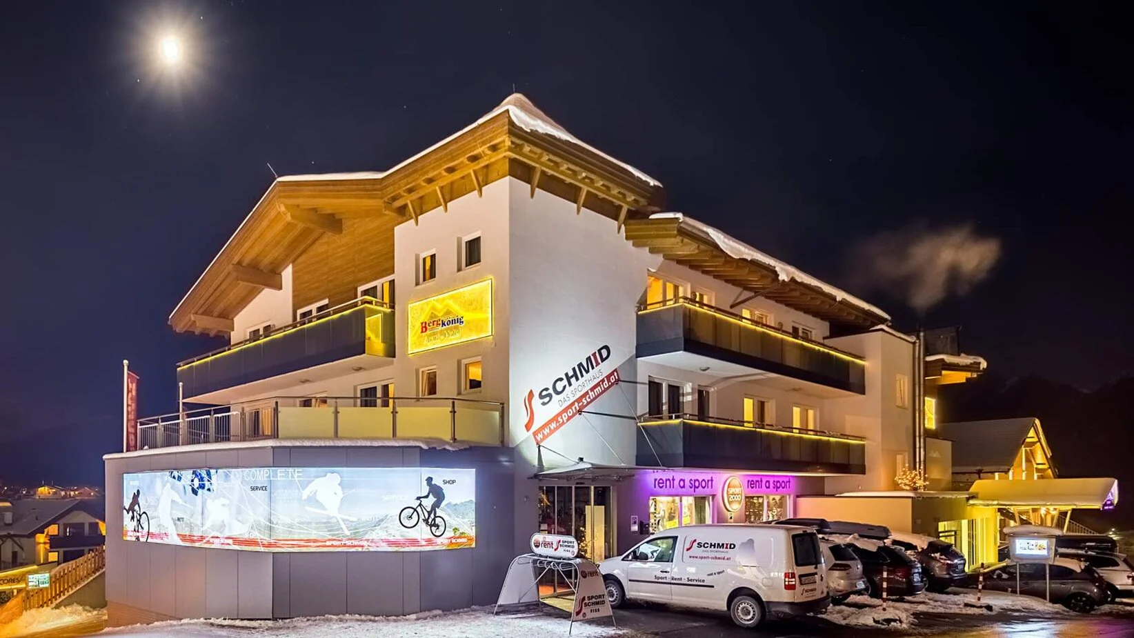 Westansicht Nord-Westansicht Winter Apart Hotel Bergkönig in Fiss